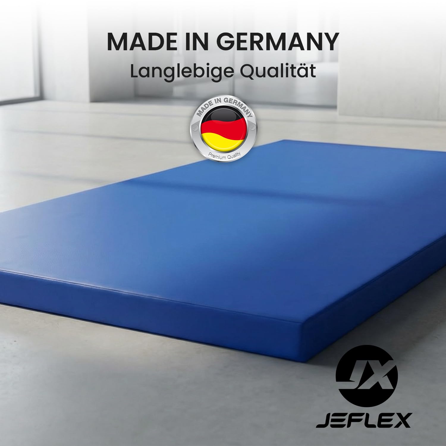Jeflex - Weichbodenmatte & Turnmatte 200 x 100 x 8 cm MADE IN GERMANY/Gymnastikmatte tragbar/platzsparende Fitnessmatte & Yogamatte/Spielmatte für Kinderzimmer