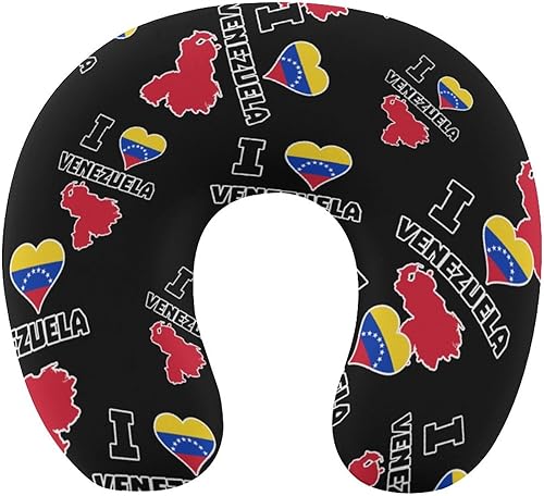 I Love Venezuela - Almohada para el cuello, lavable, en forma de U, soporte para el cuello, almohada portátil para viajes de oficina en casa