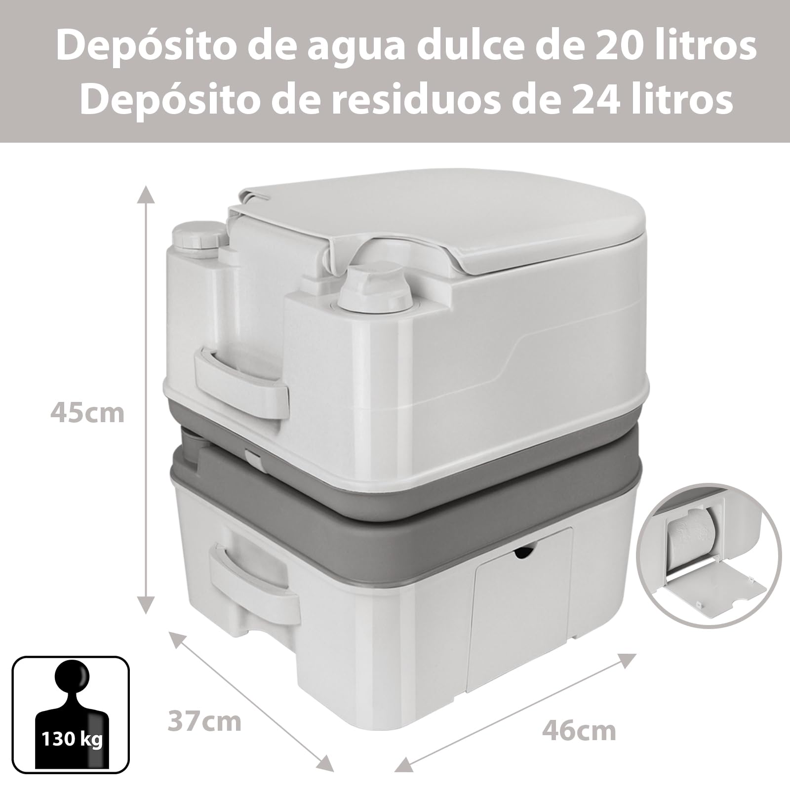 Montafox Inodoro Portátil 24L Jeringa de Limpieza Incluido WC Químico Camping
