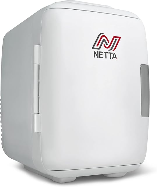 NETTA 5L Mini Fridge - Portable Small Fridge for Drinks, Snacks, Skincare - For Bedroom, Student Dormitory, Office With Cooling And Warming Function - AC/DC Portable White