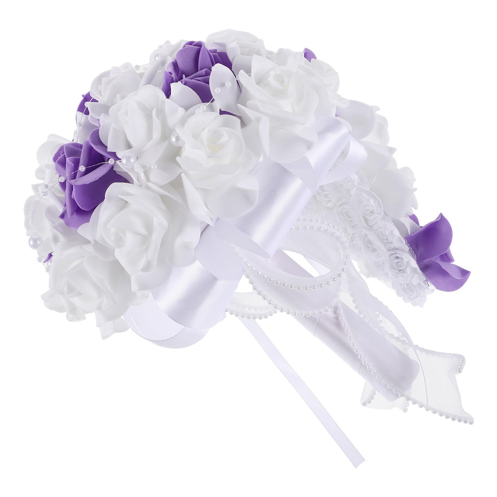 Purple Artificial Bridal Bouquet PE Realistic Rose Flowers Western Style