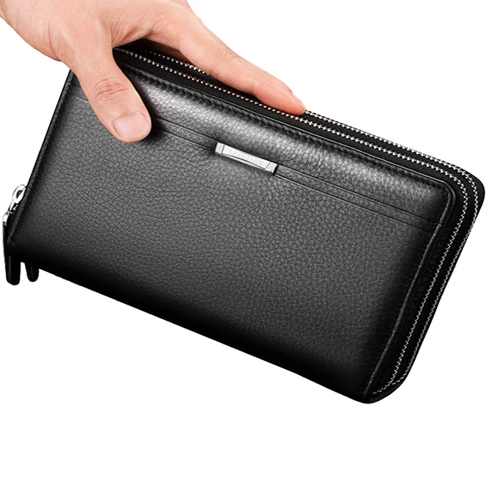 Vintage Cuir Sac à Main Portefeuille D'embrayage Pour Hommes Phone Titulaire Sac De Poignet Wristlet Poche à Monnaie Business Noir