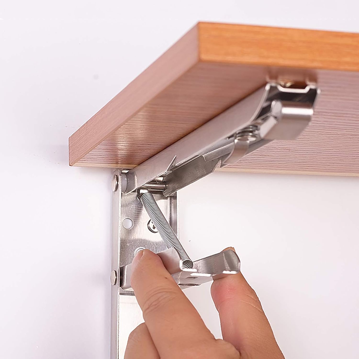 QWEASDF 2 PCS Folding Shelf Brackets Wall Support Heavy Duty Metal Collapsible Shelf Bracket for Bench Table, Shelf Hinge Wall Mounted Space Saving DIY Bracket, Max Load: 165 lb,Black,340mm/14in