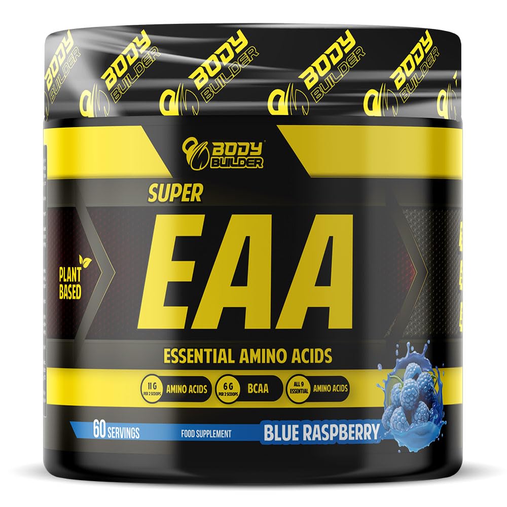 Body Builder Super EAA - 390g, Essential Amino Acids for Muscle Growth, Recovery and Endurance, High BCAA, Enhanced Performance and Immunity Support, post-workout fuel (Blue Raspberry, 60 Servings)