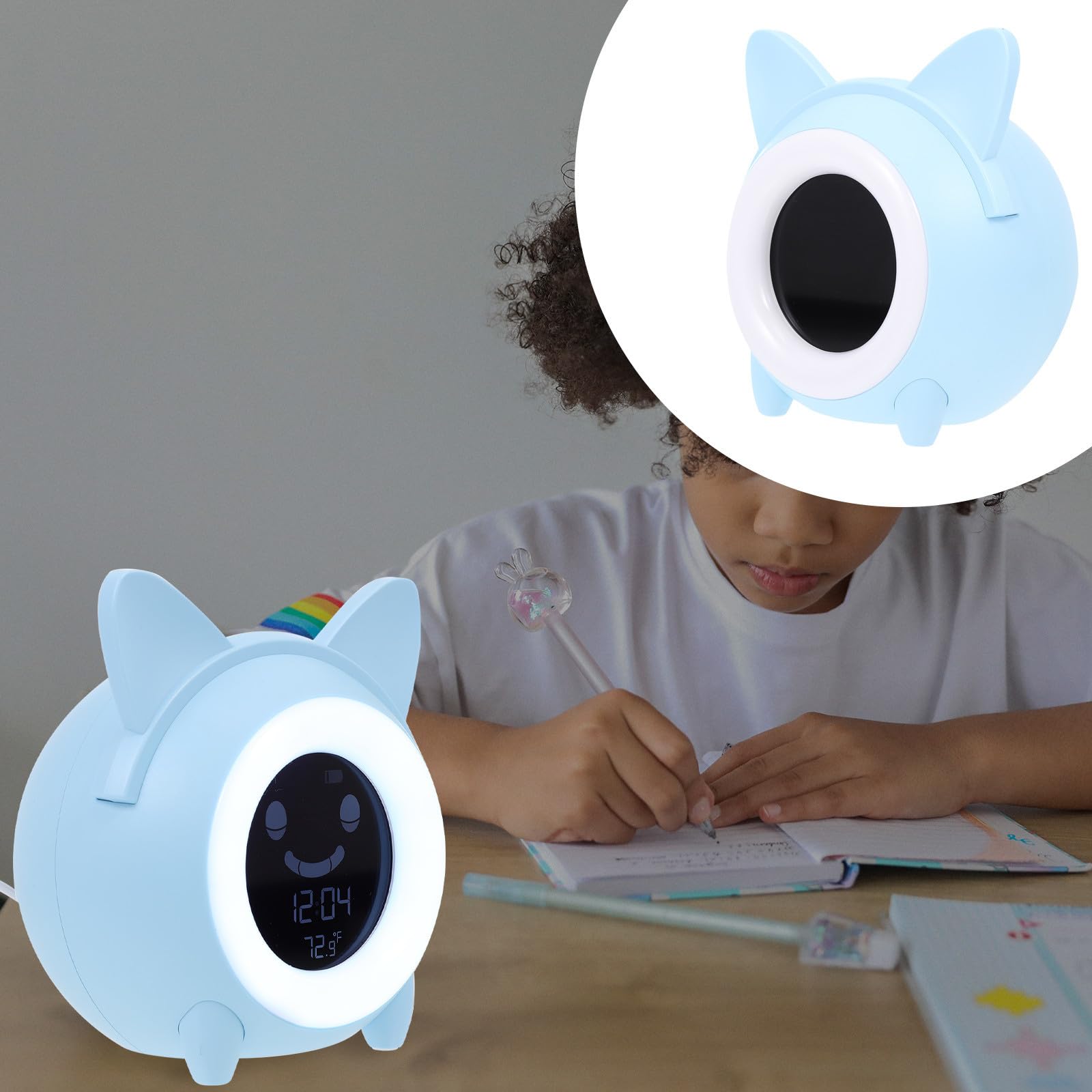 Digitaler Wecker mit Nachtlicht für Schlafzimmer Kreative Weckerlampe aus Kunststoff Blau Einschlafhilfe für Jungen und Mädchen