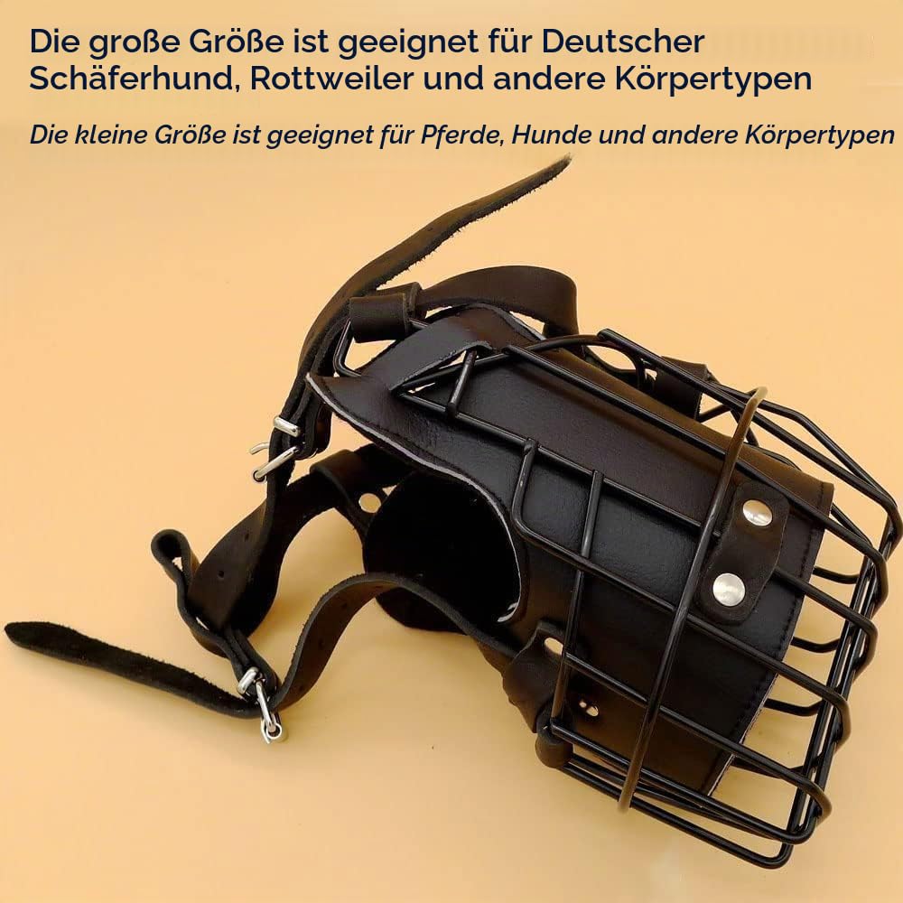 Generisch Maulkorb für große Hunde aus Metall, Verstellbarer atmungsaktiver Hundemaulkorb, Drahtkorb gegen Beißen Bellen Fressen, geeignet für Schäferhund Rottweiler DobermannBlack,M