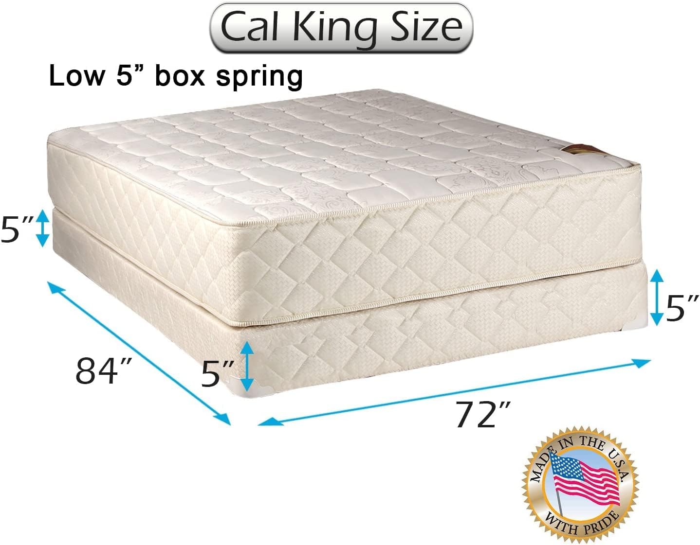 DS Solutions USA Grandeur Deluxe Cali King Size Mattress and Low 5" Height Box Spring Set