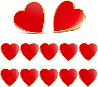 12 Stück Brosche Herz, Rot Liebe Anstecker Pin, Anstecken Valentinstag, Elegant Broschen für Kleidung, für Tasche und Hochzeit Geburtstagsfeier Festival