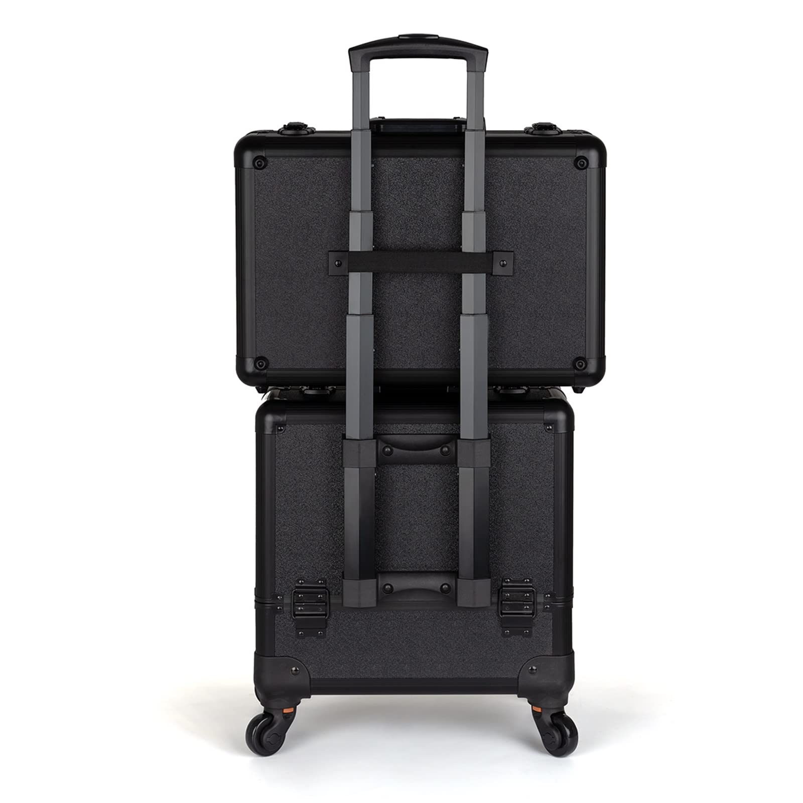 Custodia Per Trucco Da Viaggio Professionale Borsa Cosmetica Trucco Treno Borsa Organizer Per Attrezzi Da Parrucchiere Con Scomparto Regolabile, Astuccio Per Cosmetici Con Luce E Specchio,Nero