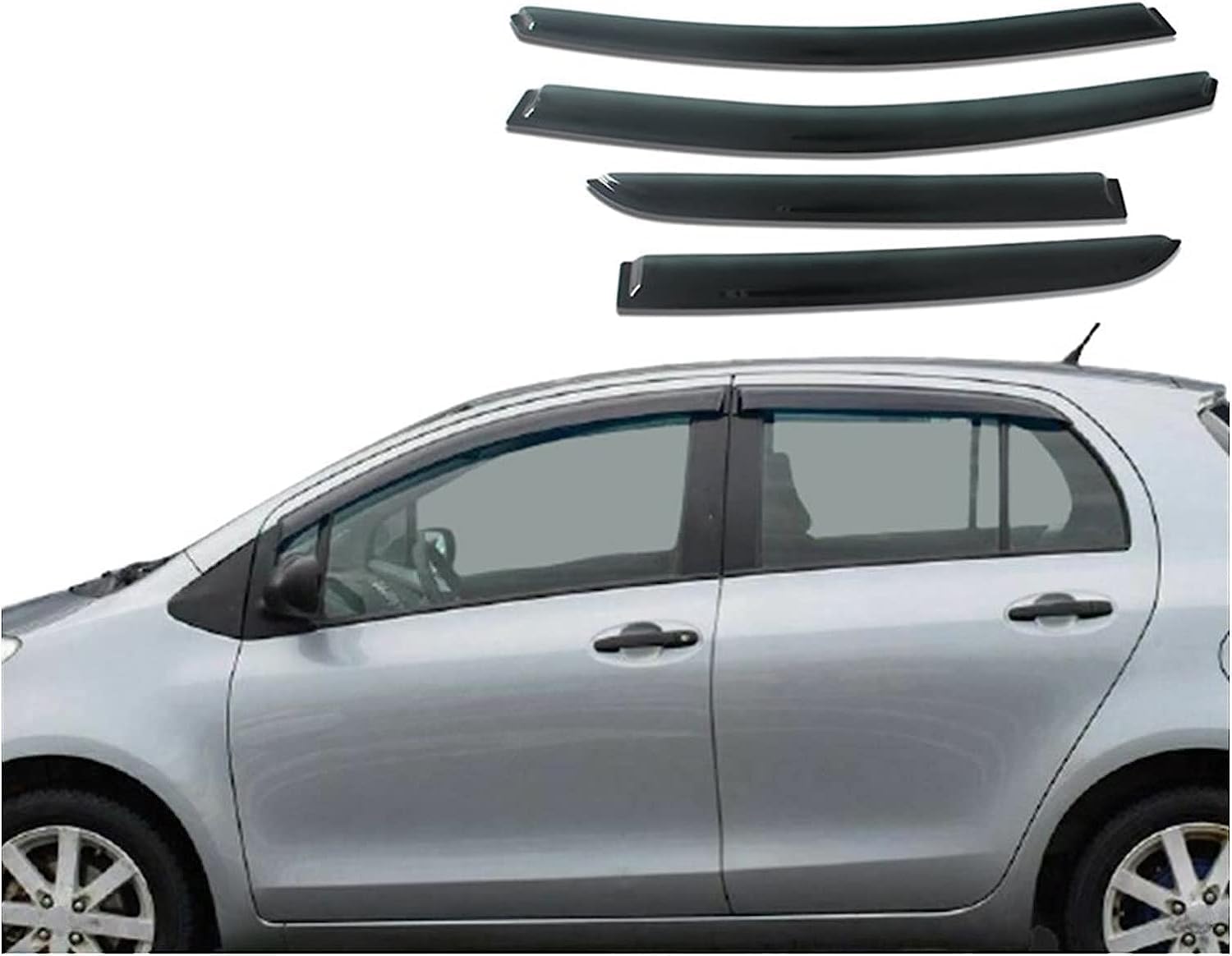 PANXUC Car Wind Deflectors for Toyota Yaris Vitz Echo 1999 2000 2001 2002 2003 2004 2005, Side Window Wind Rain Deflector Window Visor Sun Rain Guard Smoke Guards