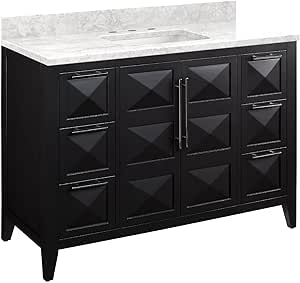 Signature Hardware 484523 Holmesdale 48" Single Basin Vanity Set with Mahogany Cabinet, Marble Vanity Top, and Porcelain Rectangular Undermount Sink