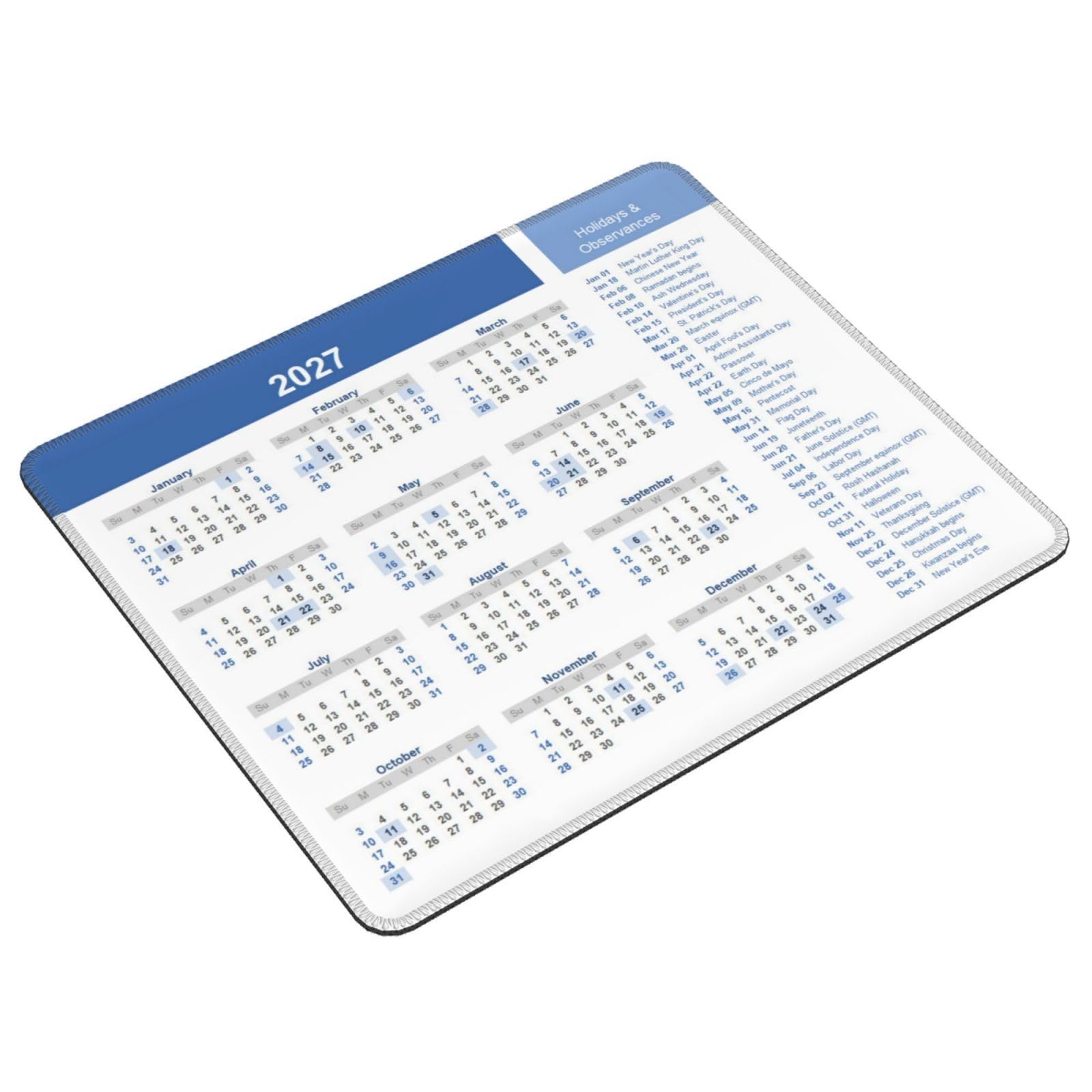 2025-2026 Calendar With Holiday Black Extended Large Gaming Mouse Pad (31.5x1