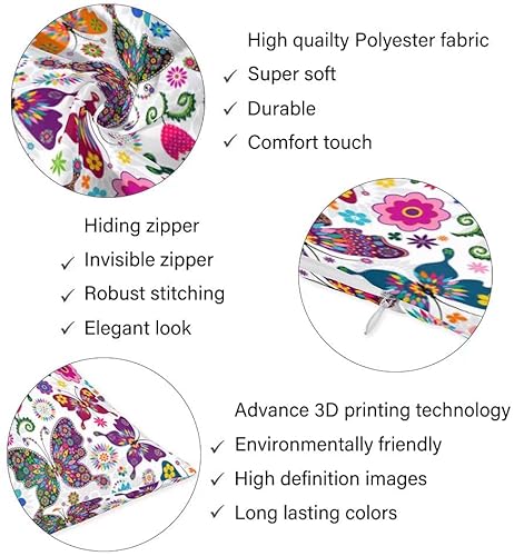 Butterfly Body Pillow Cover Colorful Spring Floral Flowers Butterflies Long Pillow Case Protector With Zipper Decorative Soft Large Pillow Cases Covers Cushoned For Bed,Couch,Sofa,Home Gift 20"X54" #TOP5