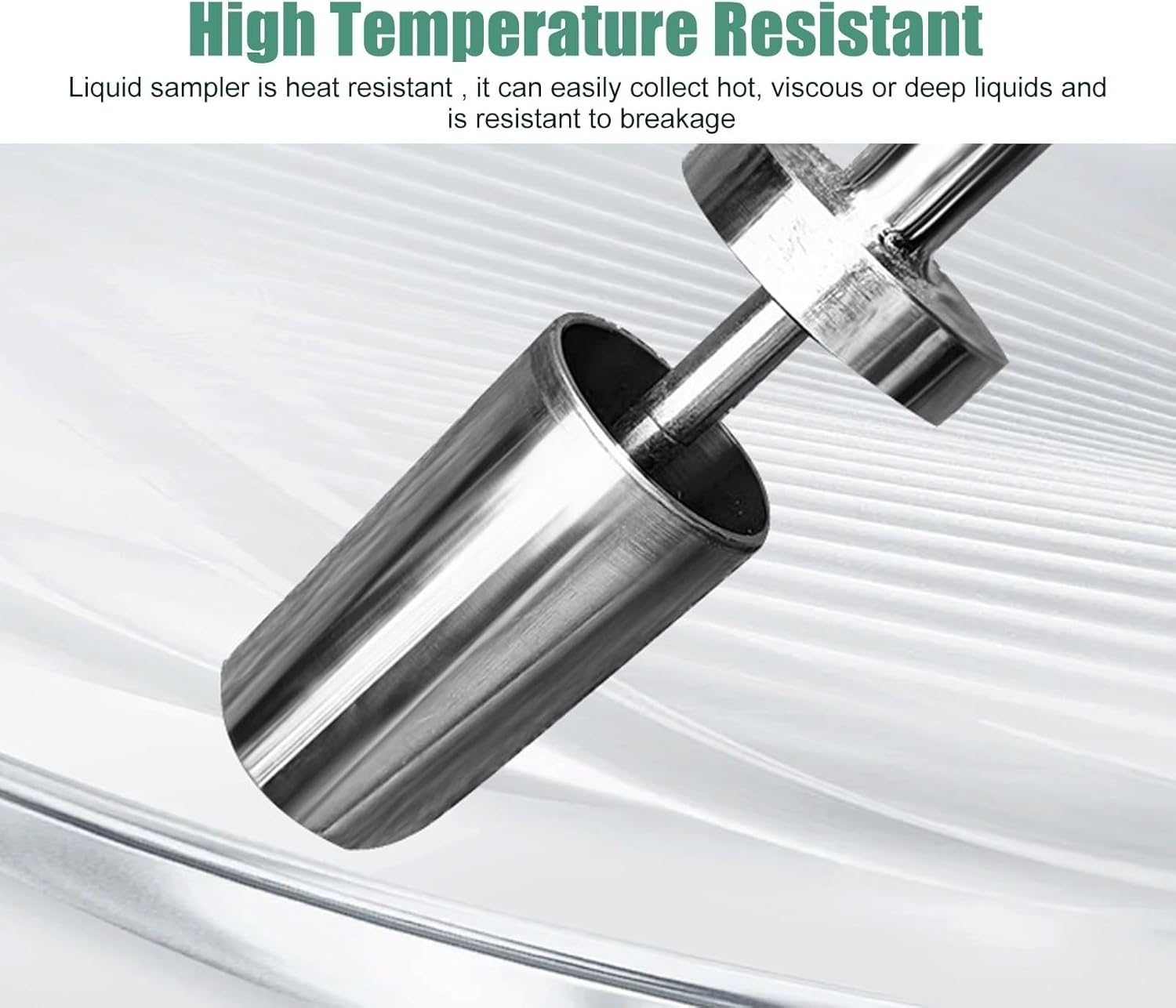 304 Stainless Steel Liquid Sampler for High Temp & Viscous Liquids - 100-500ml Capacity, 1.6/3.3/5ft Telescopic Rod(LONG-150cm(5ft) 500ml)