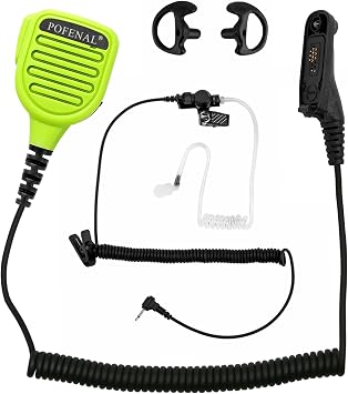 Water-Proof Radio Microphone, Remote Shoulder MIC with 3.5mm Jack, Compatible with Motorola XPR6550 XPR7550 XPR7550e APX6000Green & 3.5mm earpiece