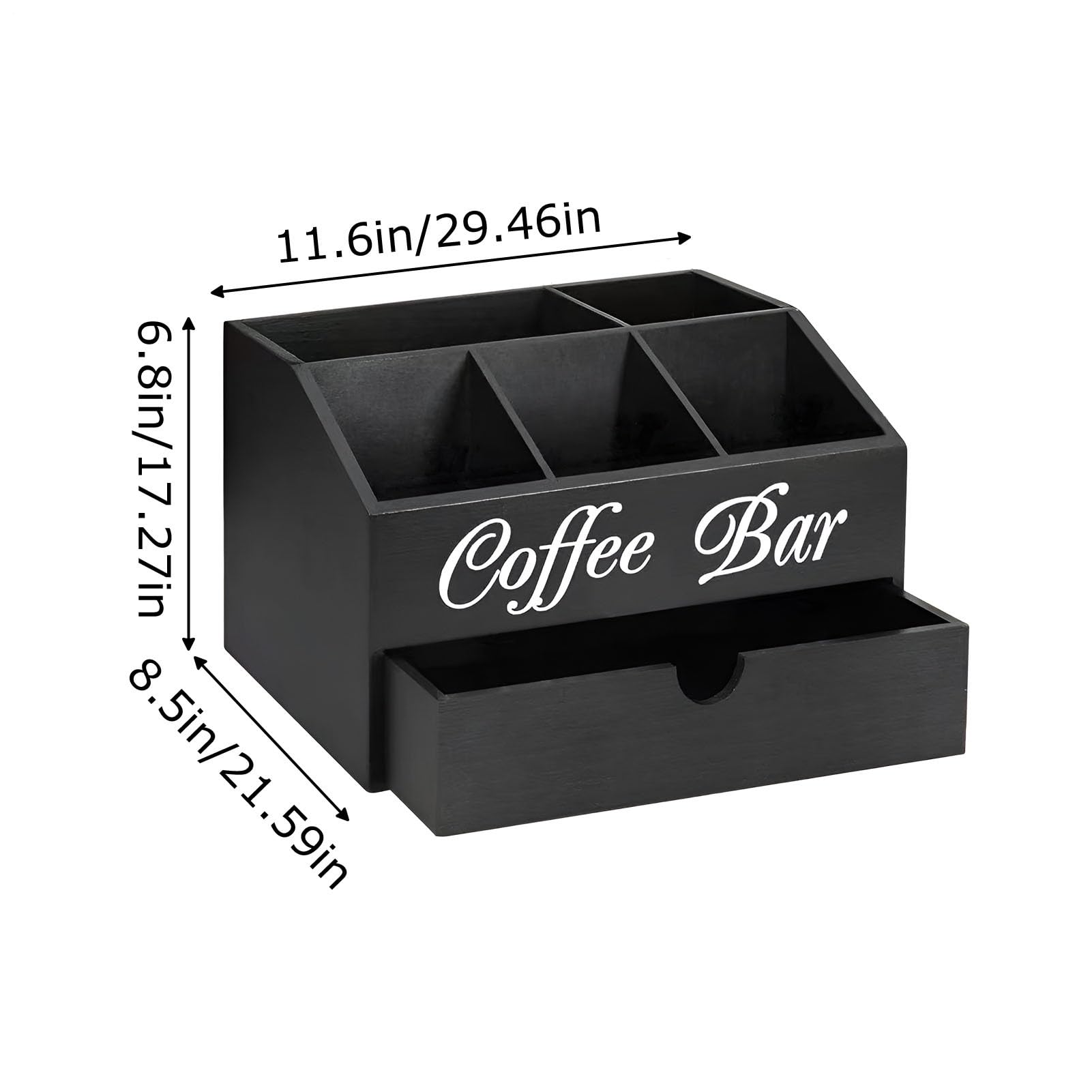 Générique Organizzatore Stazione Caffè - Cofanetto Tè, Bar Caffè | Scaffale da cucina in legno per zucchero, crema, tè, cestino portaoggetti da bancone per panetteria, ufficio