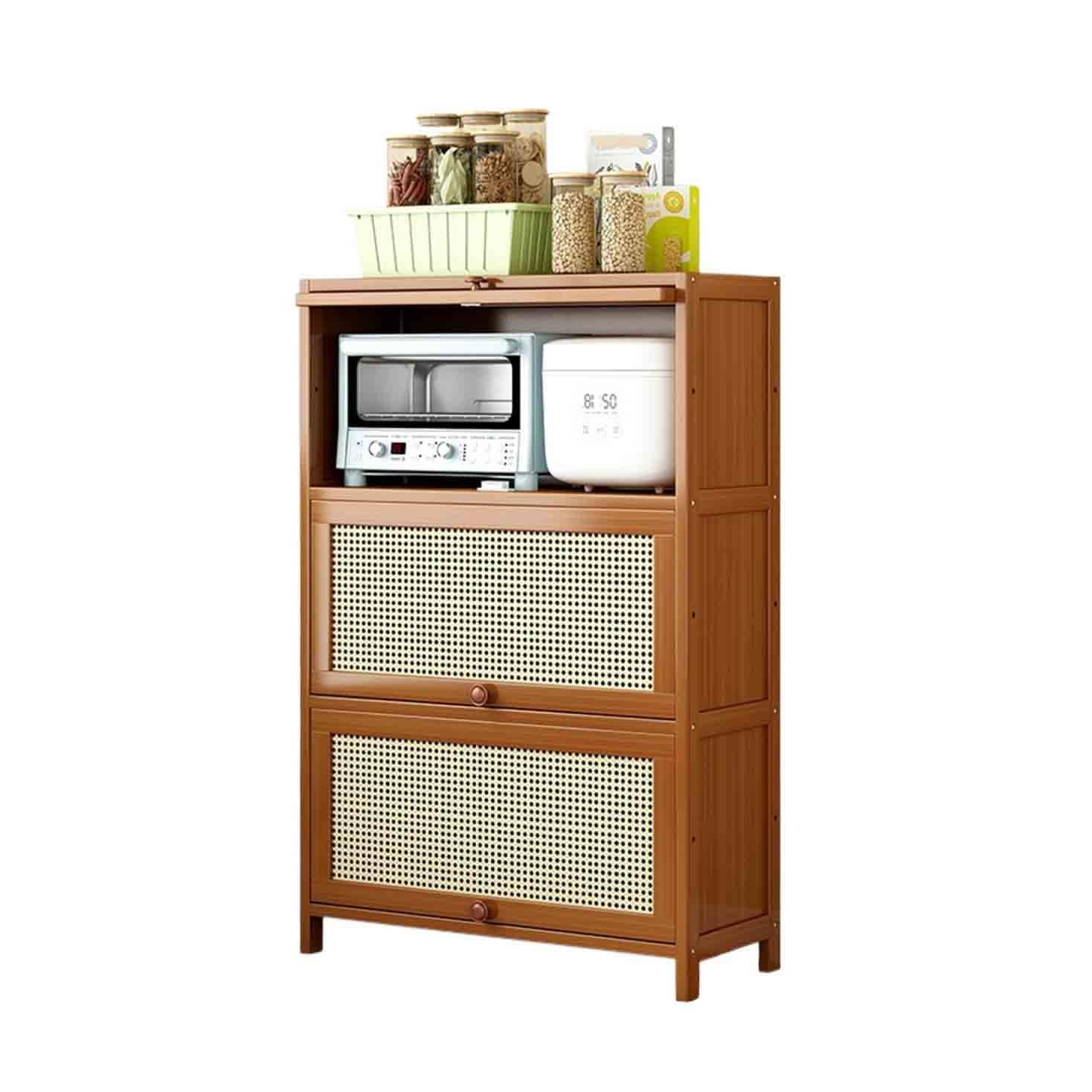 CWCQGH Brown 3-tier Kitchen Sideboard with Coffee and Tea Storage Compartments 70cm High Hallway