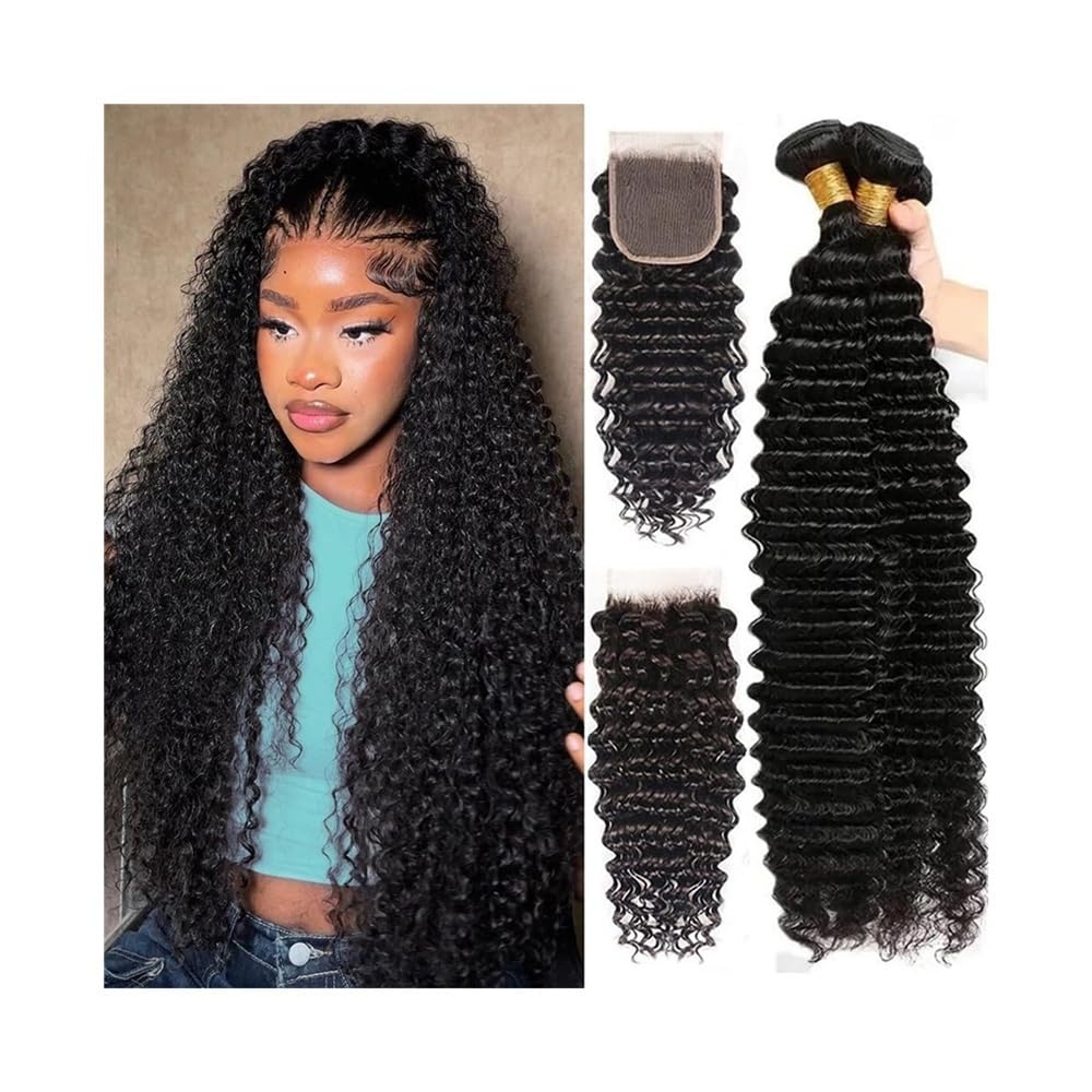 Extensiones de cabello humano rizado Remy brasileño de 18 pulgadas con cierre de encaje