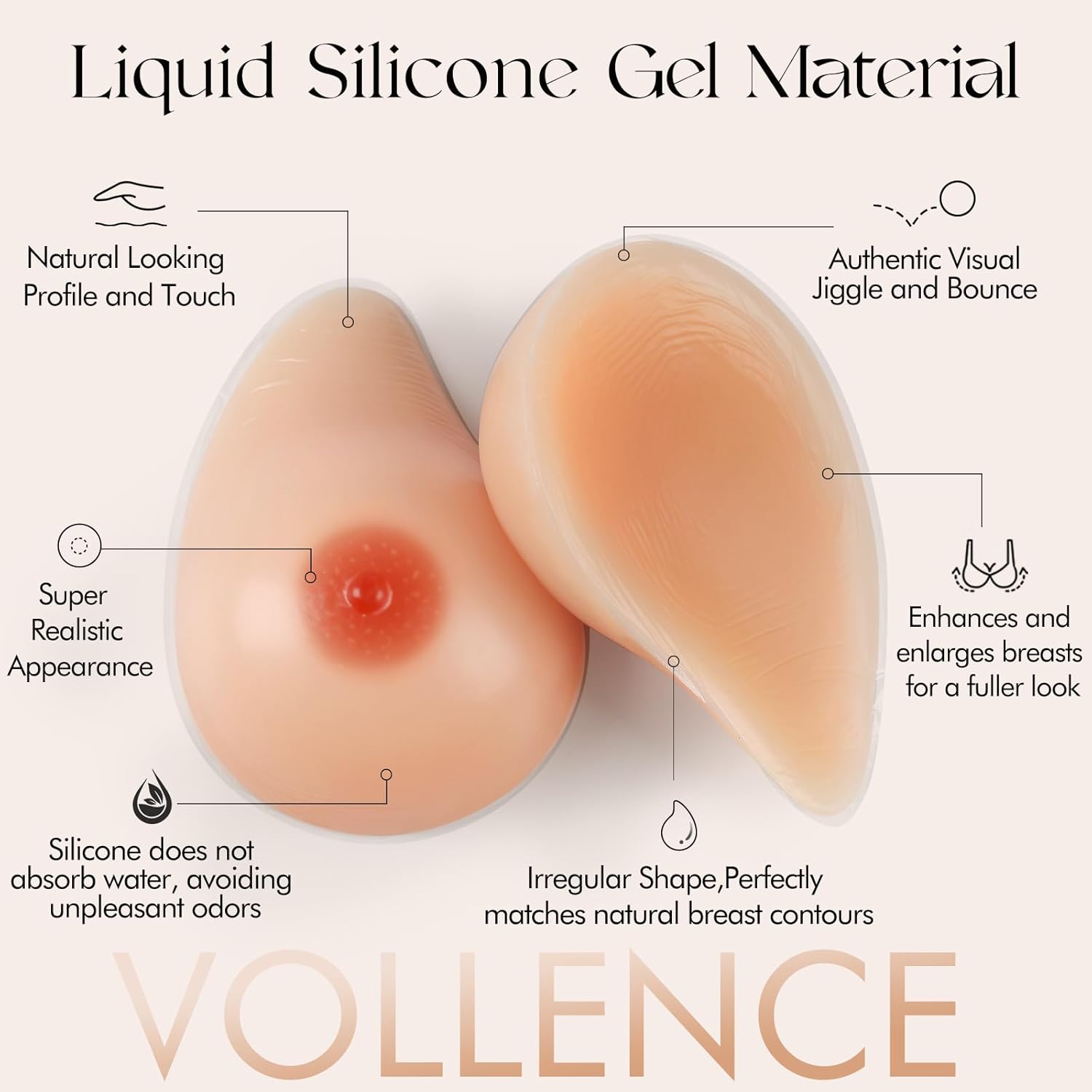 Vollence Asymmetrical Silicone Breast Forms irregular Fake Boobs Mastectomy Prosthesis Bra Pad Enhancers