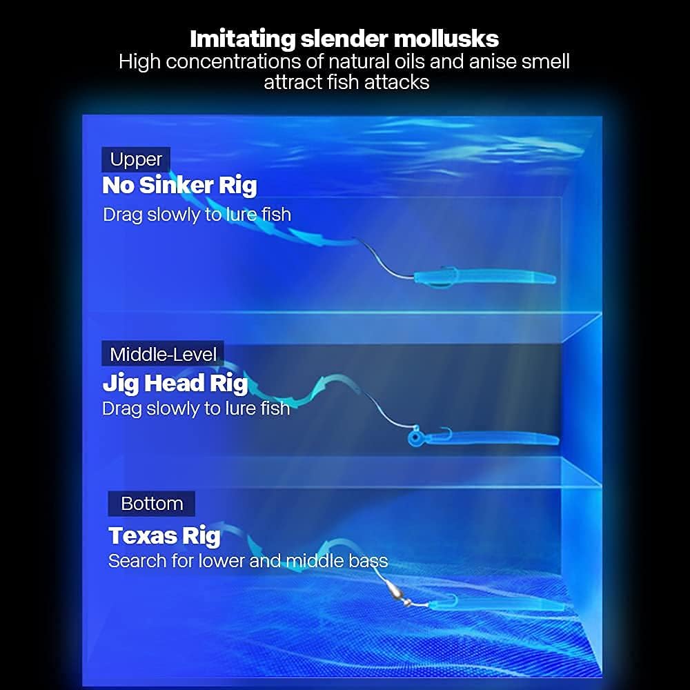 SANTKOL Senko Worms,50PCS 5'' Soft Plastic Stick Bass Fishing Lure kit with Tackle Box,Wacky Rig Worms Soft Rubber Bait for Freshwater Saltwater : Sports & Outdoors