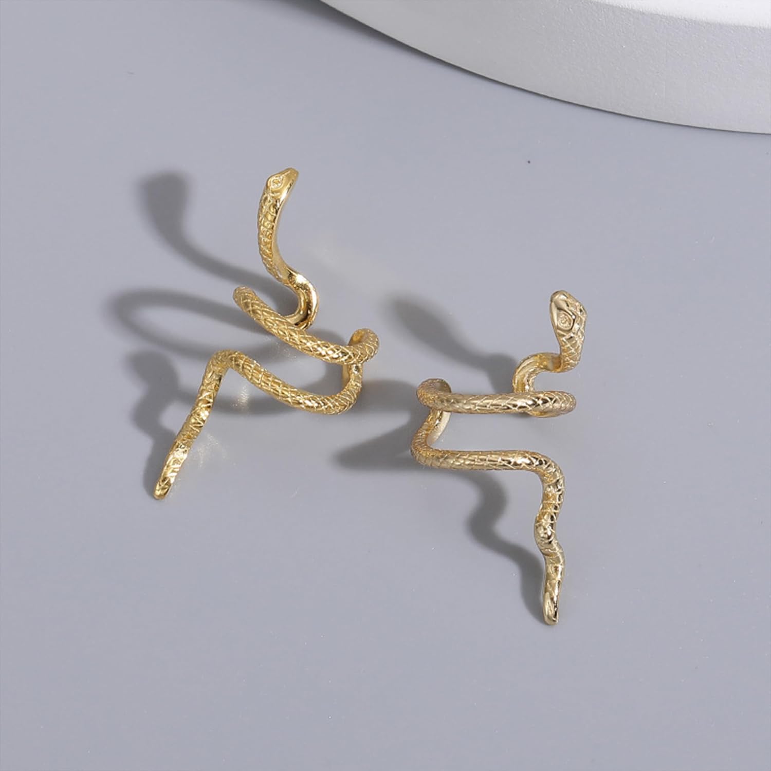 Gold Punk Snake Cuff Wraps Crawler Climber Studs Earrings for Women Dainty Cartilage Piercing Statement Jewelry