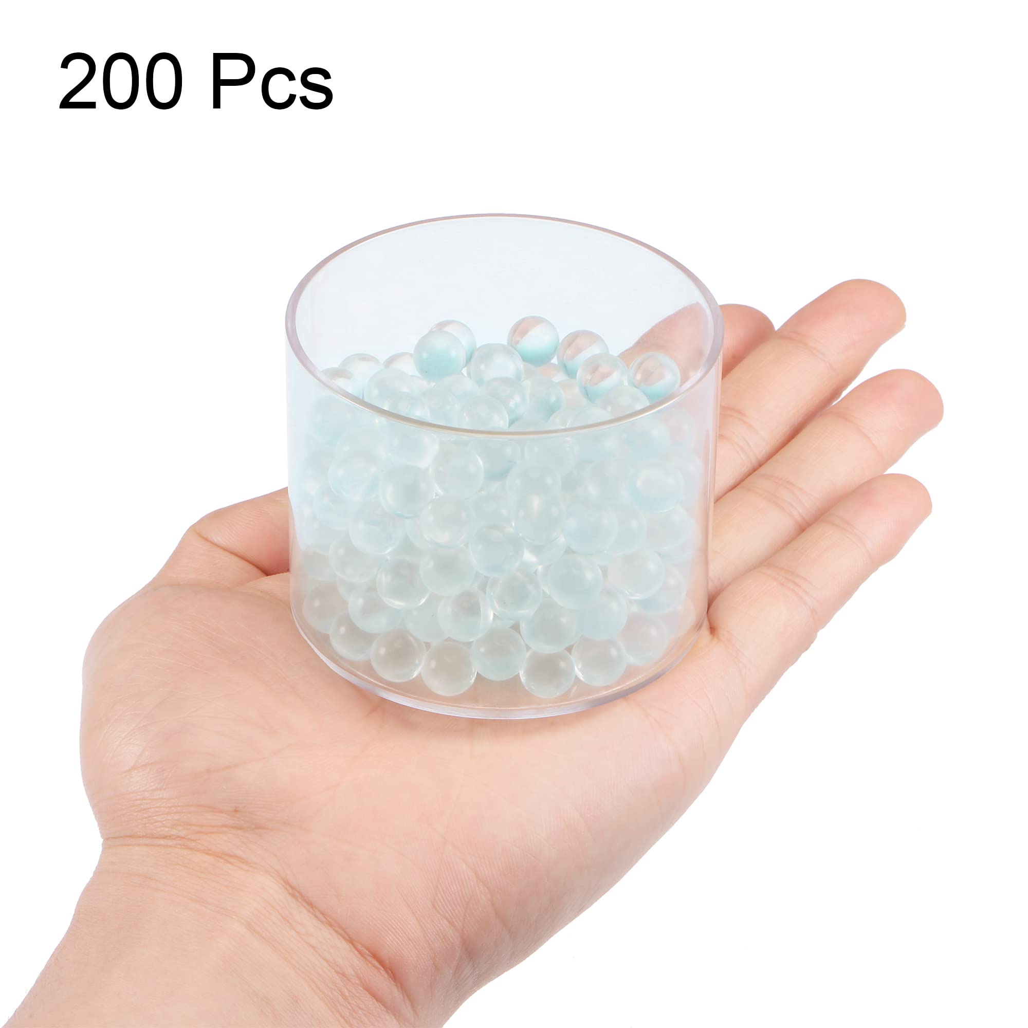 sourcing map 9mm Solide Rond Transparent Verre Bille Bouillantes Pierres Soda Chaux Verre Perles 200pcs