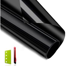 NIDOJP Total Blackout Window Film with Installation Tools, 17.5in x 13ft Removable Self-Adhesive Glass Privacy Covering, Heat Control UV Protection Darkening Sticker for Low-Level Floor Home Bedroom
