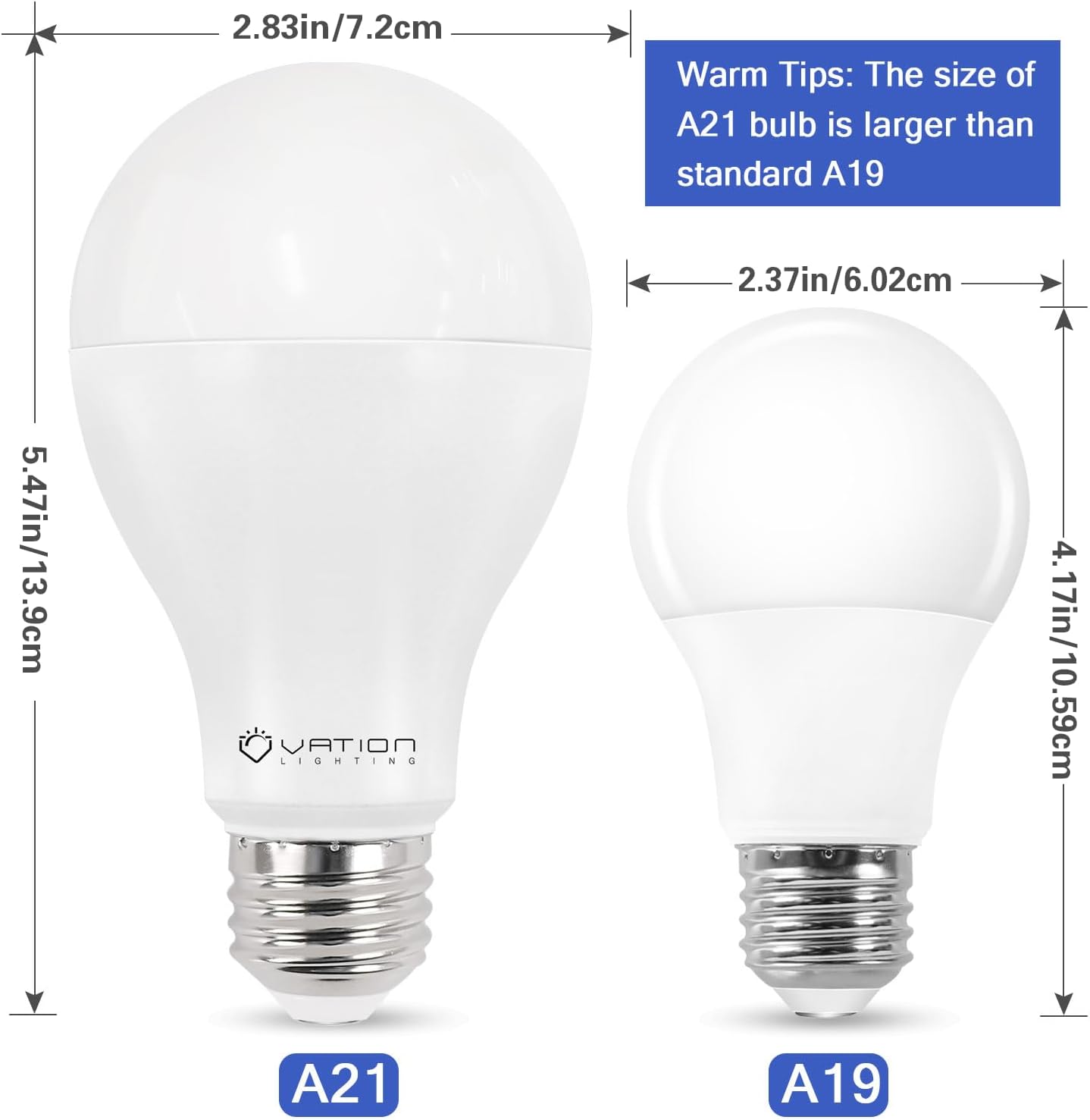 18W Super Bright LED Bulb, A21 Dimmable LED Light Bulb, Stable Heat Dissipation, 2,5000 Hour Lifespan, 3000 High Lumen, 150-200 Watt Equivalent, 5000K Daylight, E26 Porch Light Bulb, 4-Pack