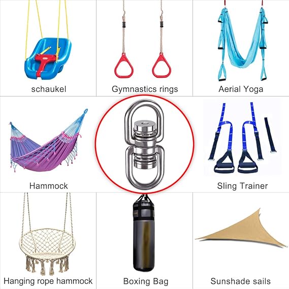 SELEWARE Heavy Duty Bearing Swing Swivel, 360 Rotational Hanging Accessory with 2 Quick Connect Buckles, Ideal for Tree Swing, Hammock Chair, Yoga, Kids Tire Swivel, Heavy Bag Swivel, 1200LB Capacity
