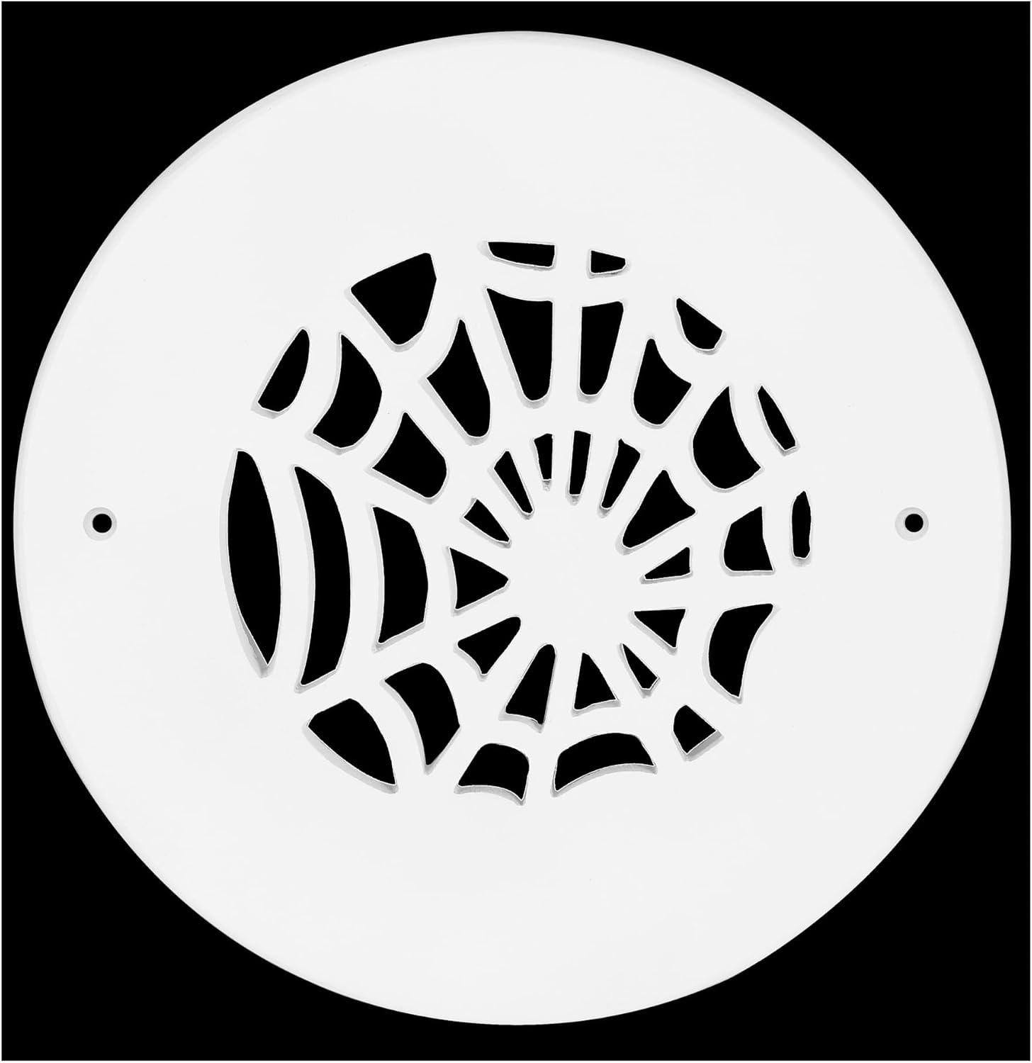 Spooky/Gothic 5" Duct (6-1/2" Round Overall Size) Solid Cast Aluminum Round Grill | Powder Coated | for Wall-White with Screw Holes