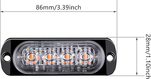 Miniatura 7 de Brliantux Lámpara LED de advertencia intermitente lateral de 12-24 V, barra estroboscópica de emergencia (blanco, 4LED)