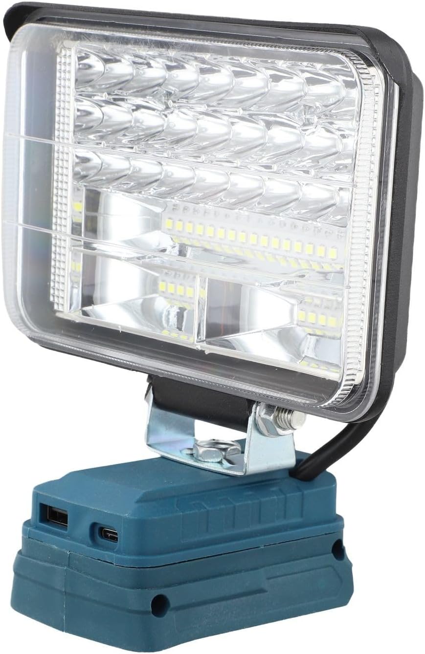 5-Inch LED Work Light with 48 LEDs, 18V/20V USB-Powered Portable Spotlight for Bosch Tools, Adjustable 90°–180° Rotating Head Workshop, Field & Outdoor Use(B)