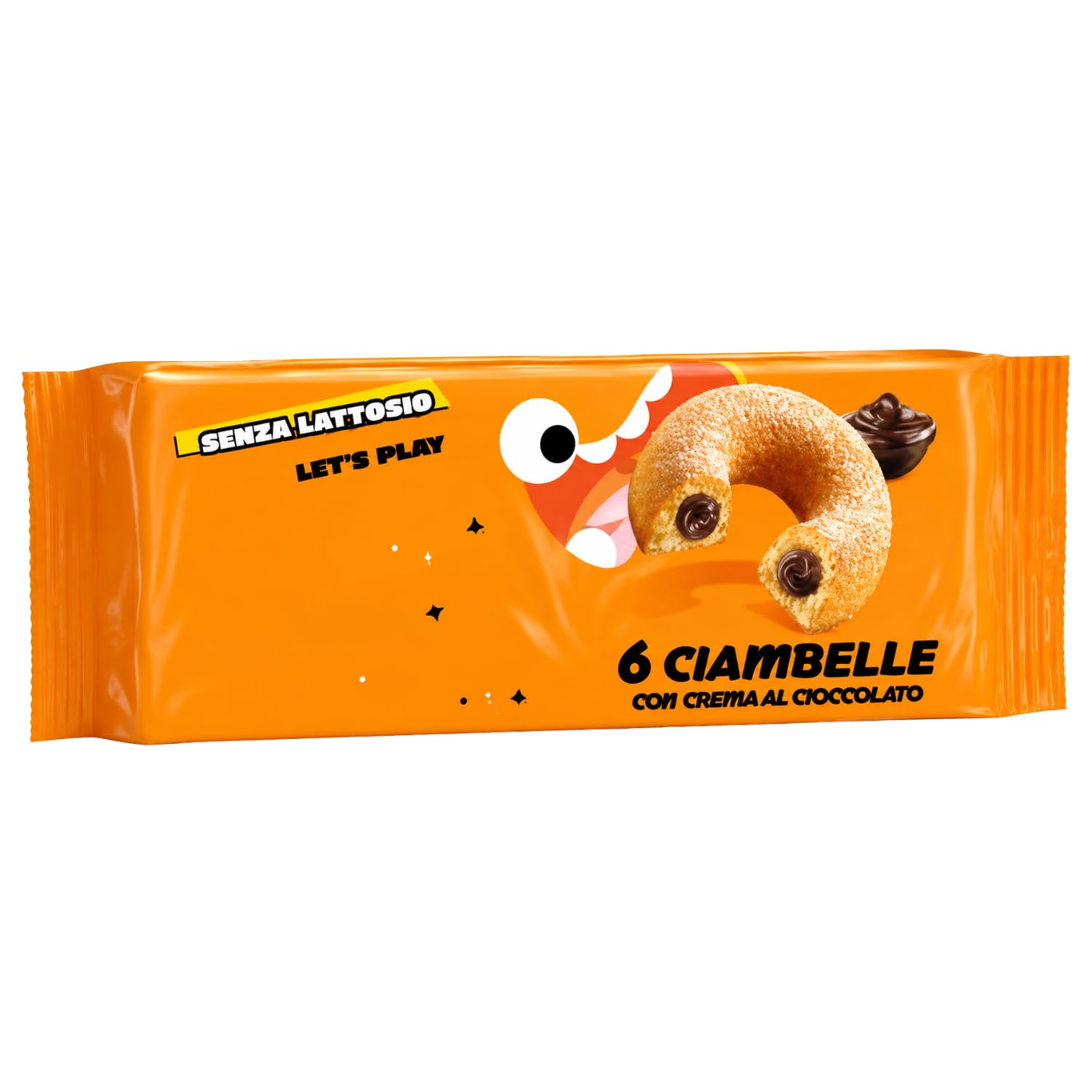 Ciambelle con Crema al Cioccolato Senza Lattosio, 300 g, 6 Ciambelle Soffici Ideali per Colazione e Merenda, Snack Dolce, Confezione Multipla da 4/8/12 Pezzi (12 PEZZI)