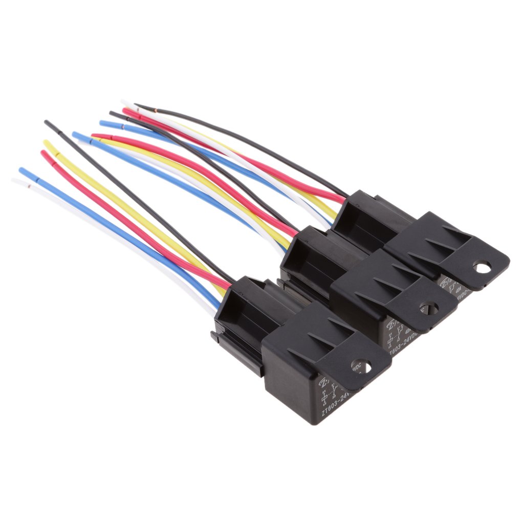 3 Pieces 24V 40A 5 Pin SPDT Relay With Socket Harness Automotive Electronic-image-11