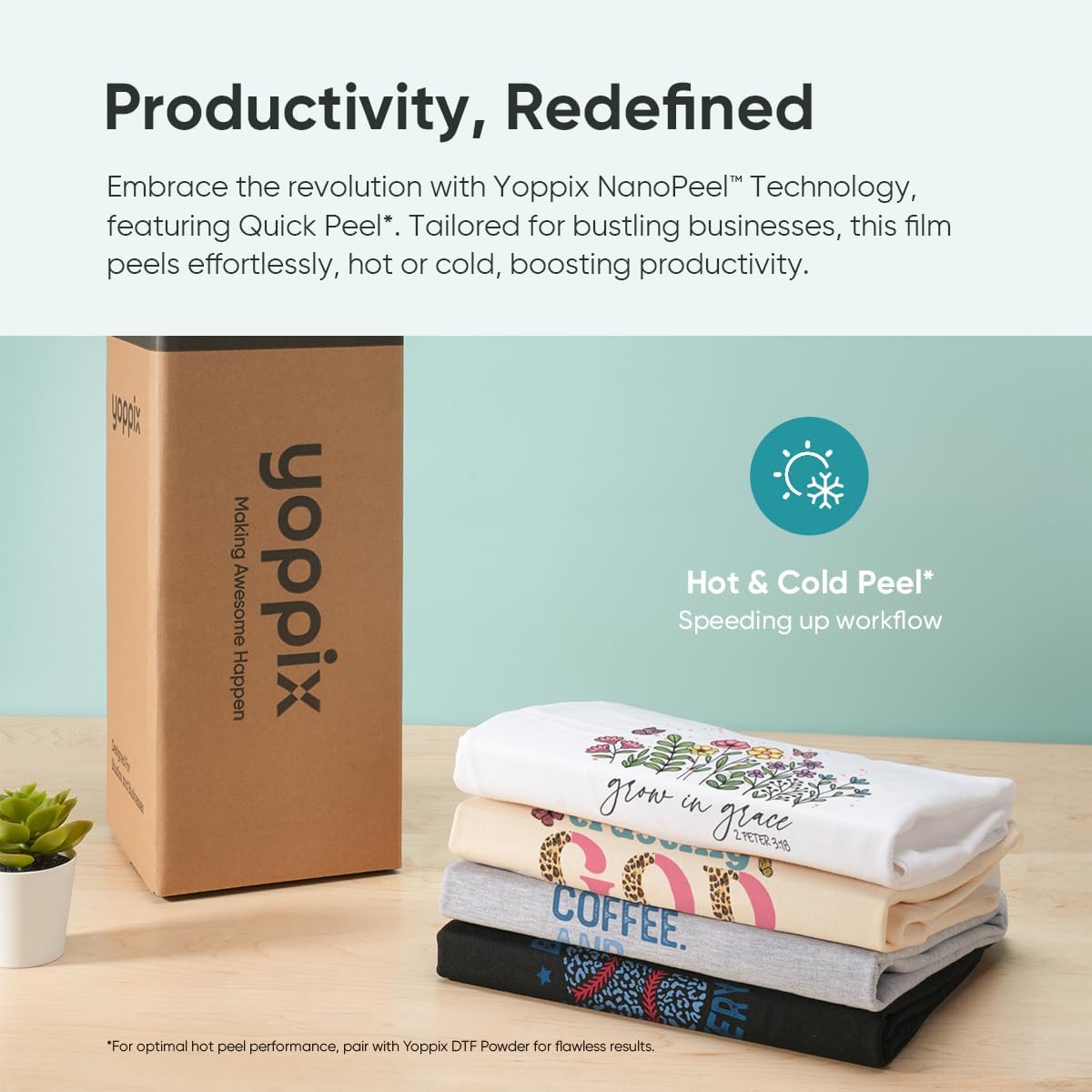 YOPPIX DTF Transfer Film Roll 13" x 328 ft - Premium DTF Film Roll A3+, Double-Sided Matte Clear PreTreat PET Transfer Paper, Hot & Cold Peel DTF Roll, Direct to Film for T-Shirts Textile