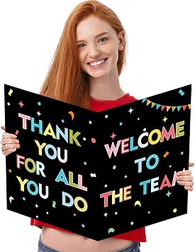 Idealmuzik Giant Welcome Card 1422 Inch THANK YOU FOR ALL YOU DO, WELCOME TO THE TEAM Jumbo Greeting Card with Envelope Oversized New Employee or Coworker Appreciation Card