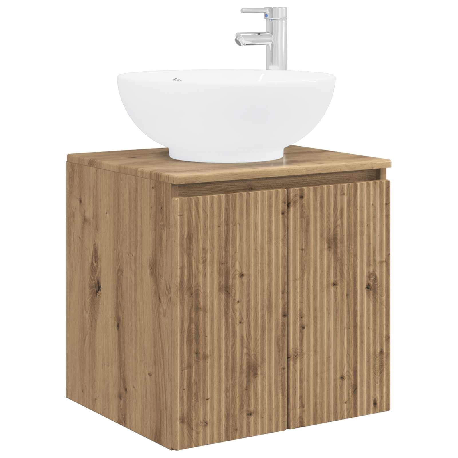 Lavabo con lavabo montato a parete, mobile sottolavabo in rovere Artisan, moderno set di mobili da bagno salvaspazio per bagno e WC degli ospiti, 49,5 x 44,5 x 65 cm