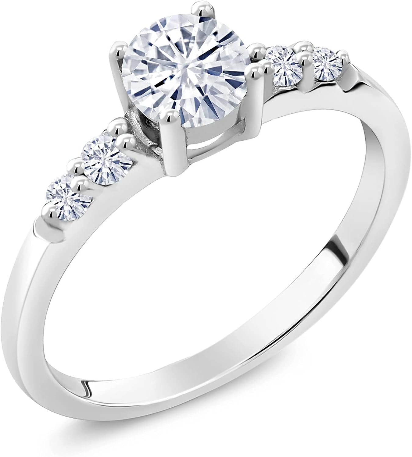 925 Sterling Silver Lab Grown Diamond and Forever Classic Round Created Moissanite from Charles & Colvard Women Engagement Ring (0.65 Cttw, Available In Size 5, 6, 7, 8, 9) | 