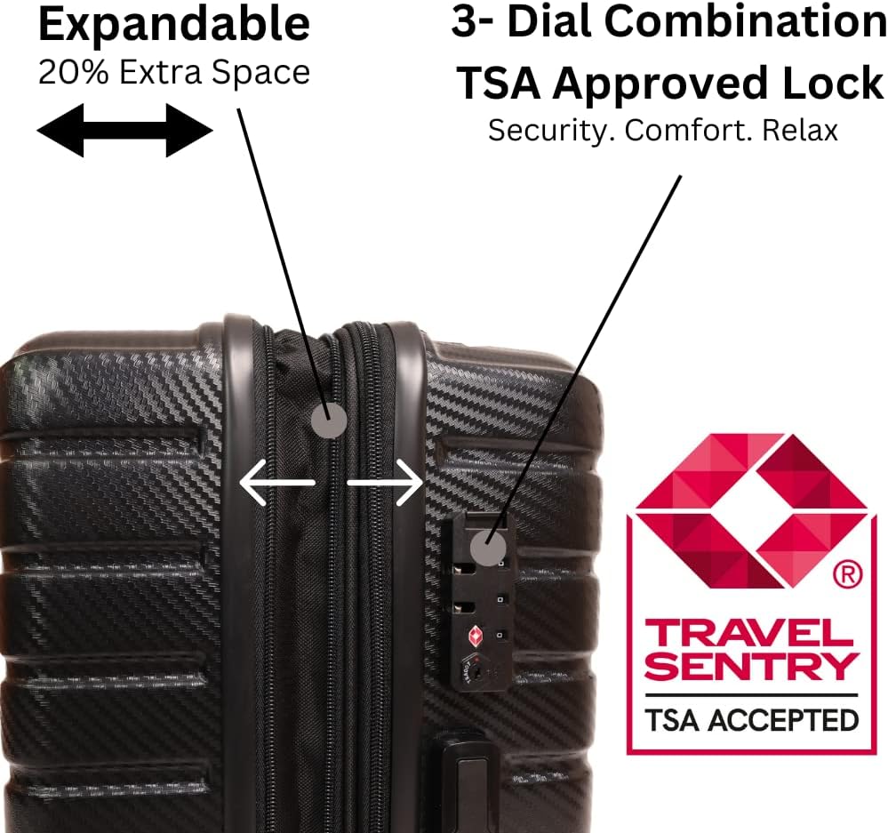 review SAS Travel Luggage Sets, Set of 3 pieces of Suitcases With Wheels, Traveling Essentials, Spinner Wheels, Lock, Hard Case, With Carry On Luggage and Large Suitcase Included, Travel Must Haves