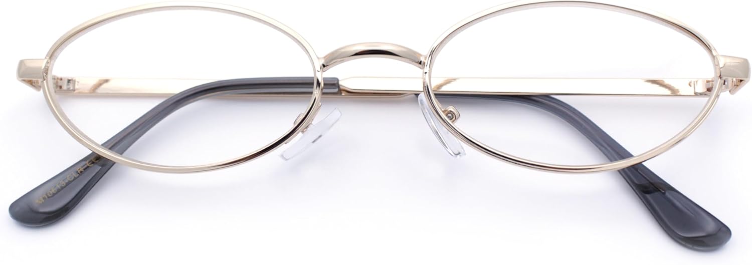 SA106 Extra Narrow Oval Metal Rim Round Retro Vintage Clear Lens Eye Glasses