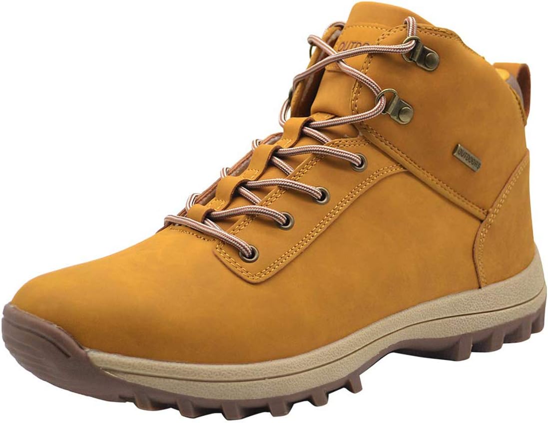 all weather hiking boots for men winter waterproof ankle boot outdoor pu leather fashion casual trekking walking shoes tan size 10