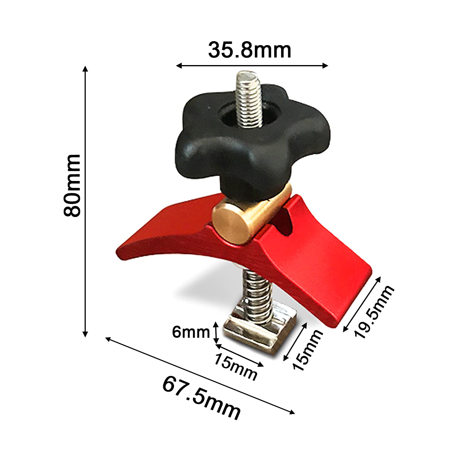 2pcs T-track hold down clamps aluminum alloy compatible with 3018 CNC router machines, 3018-SE V2 (Red & Blue) - Image 4
