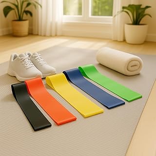 Super Kit 5 Faixas Elásticas Premium, Mini Band Para Exercício Funcional, Pilates, Fisioterapia, Yoga, Fortalecimento Muscular, Marca VARENZIA