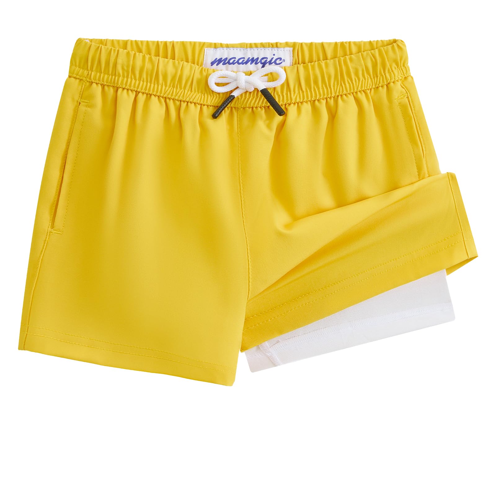 MaaMgic Boys Swim Trunks with Compression Liner Toddler Stretch Quick Dry Swim Shorts Quick Dry 2 in 1 Beach Shorts — view 15