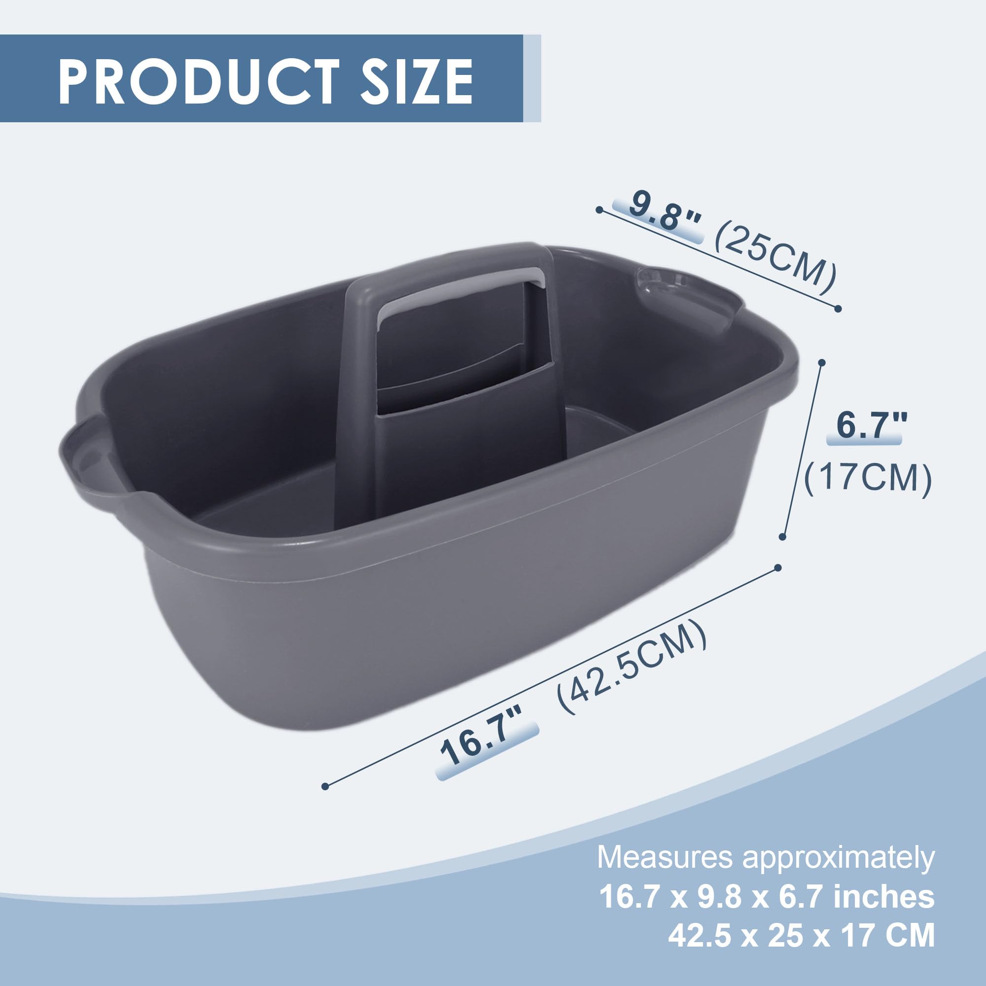 Organizador apilable para productos de limpieza, cesta de almacenamiento multiusos de plástico con asa, cesta para herramientas de jardín, cesta de limpieza, organizador de baño, caja de