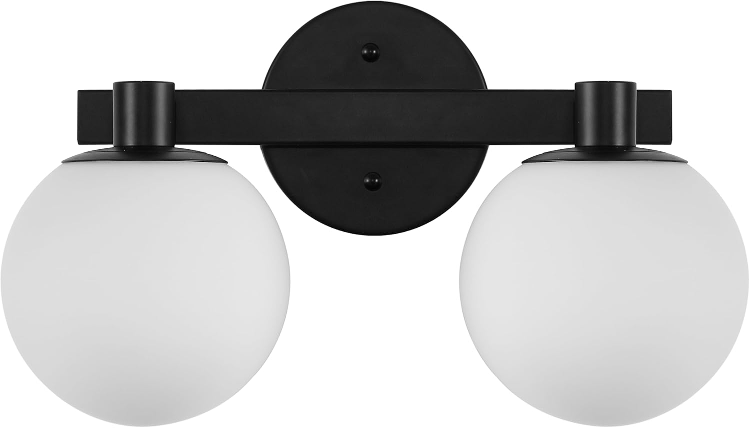 JONATHAN Y 15.25" Black/White Modern Globe LED Vanity Wall Sconce Light, White Frosted Glass Shade, Mid-Century Art Deco Wall Lamp for Bathroom, Kitchen, Hallway (JYL3541B)
