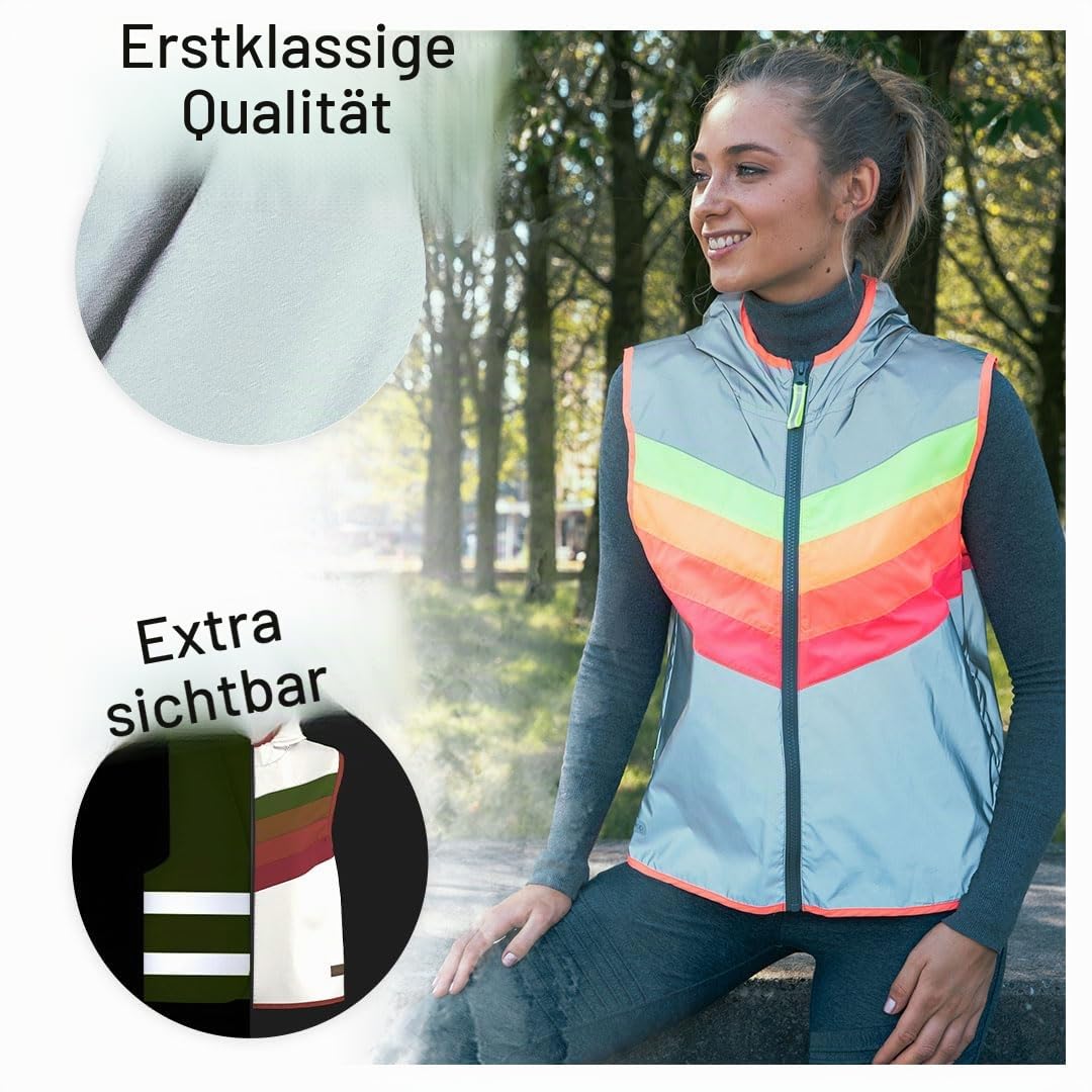gofluo. Warnweste XL - Darkflow, Sicherheitsweste mit Regenbogendesign, Reißverschlussjacke, Fahrrad-Ausrüstung