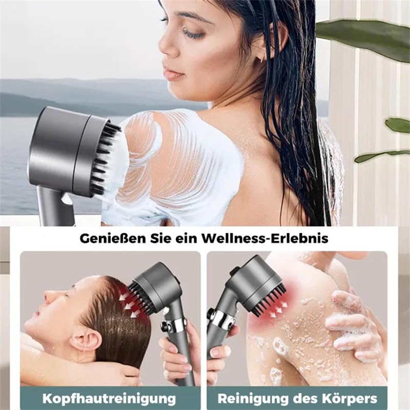 myhanna DuschePRO Druck Erhöhen,Weniger Wasser,my hanna Duschkopf Hochdruck Handbrause mit Filter,3+1 Strahlarten und 1,5M Schlauch,15 Schichten zum Schutz