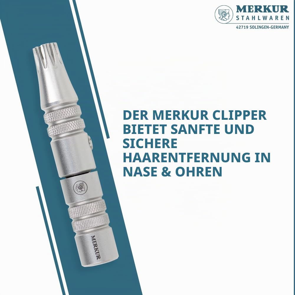 MERKUR Nasen- und Ohrenhaarschneider, Edelstahl, Dreh- und Schneidmechanismus, batteriefrei