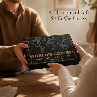 UNIQBITE World Coffees Gift Set, Six Single Origin Ground Coffee Variety Pack, Coffee Sampler from Around the World, Light, Medium & Dark Roasts, Roasted in Italy, 10.58 oz (300g)